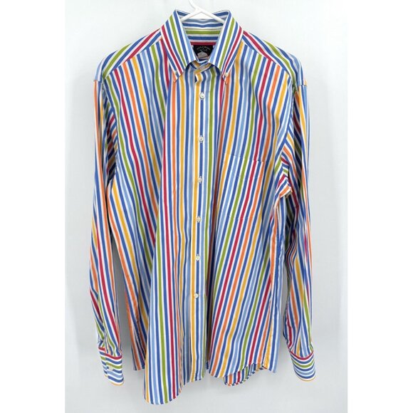 Paul & Shark Yachting Button-Down Shirt Striped Multicolor Sz L - Picture 1 of 4